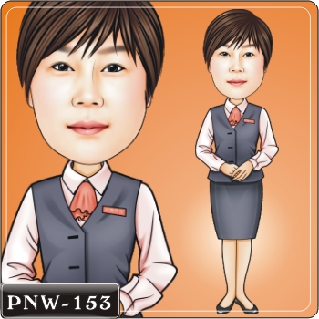 女生人像Q版漫畫PNW-153(台灣房屋Q版畫)